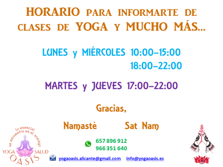 Horario de atención al público. Lunes y Miércoles de 10h a 15h y de 18h a 22h. Martes y Jueves de 17h a 22h